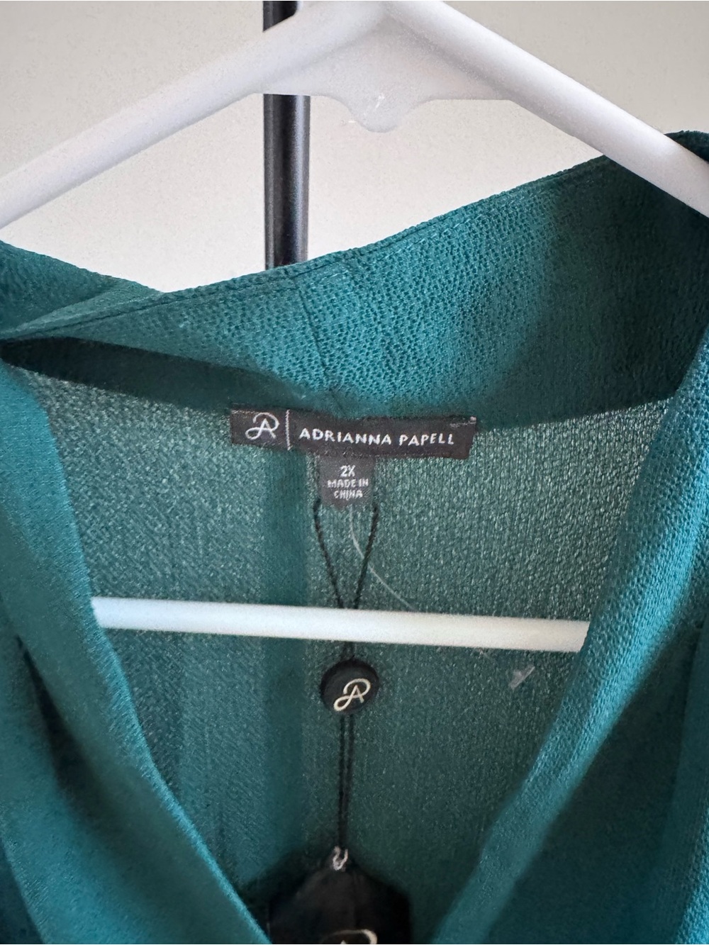 NWT Adrianna Papell 2X Teal Surplice Blouse Long Sleeve Plus Size Top - Picture 4 of 6